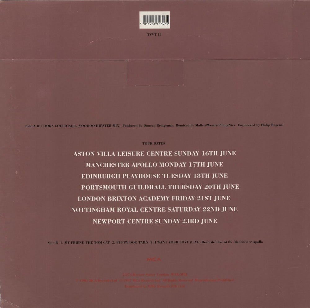 Transvision Vamp If Looks Could Kill - Envelope Sleeve UK 12" vinyl single (12 inch record / Maxi-single) 5011781153965