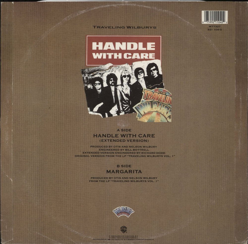 Traveling Wilburys Handle With Care - EX UK 12" vinyl single (12 inch record / Maxi-single) 075992110402