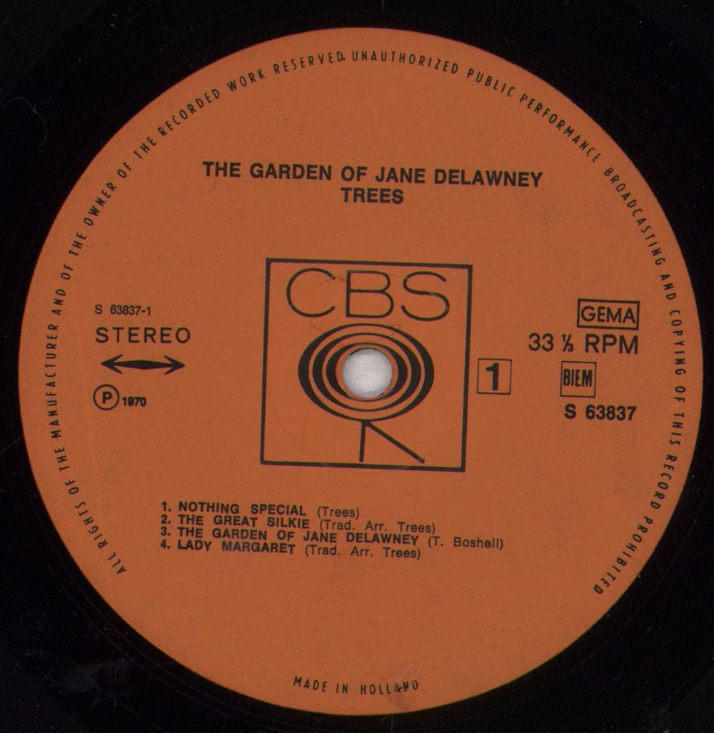 Trees The Garden Of Jane Delawney Dutch vinyl LP album (LP record) T.SLPTH262040