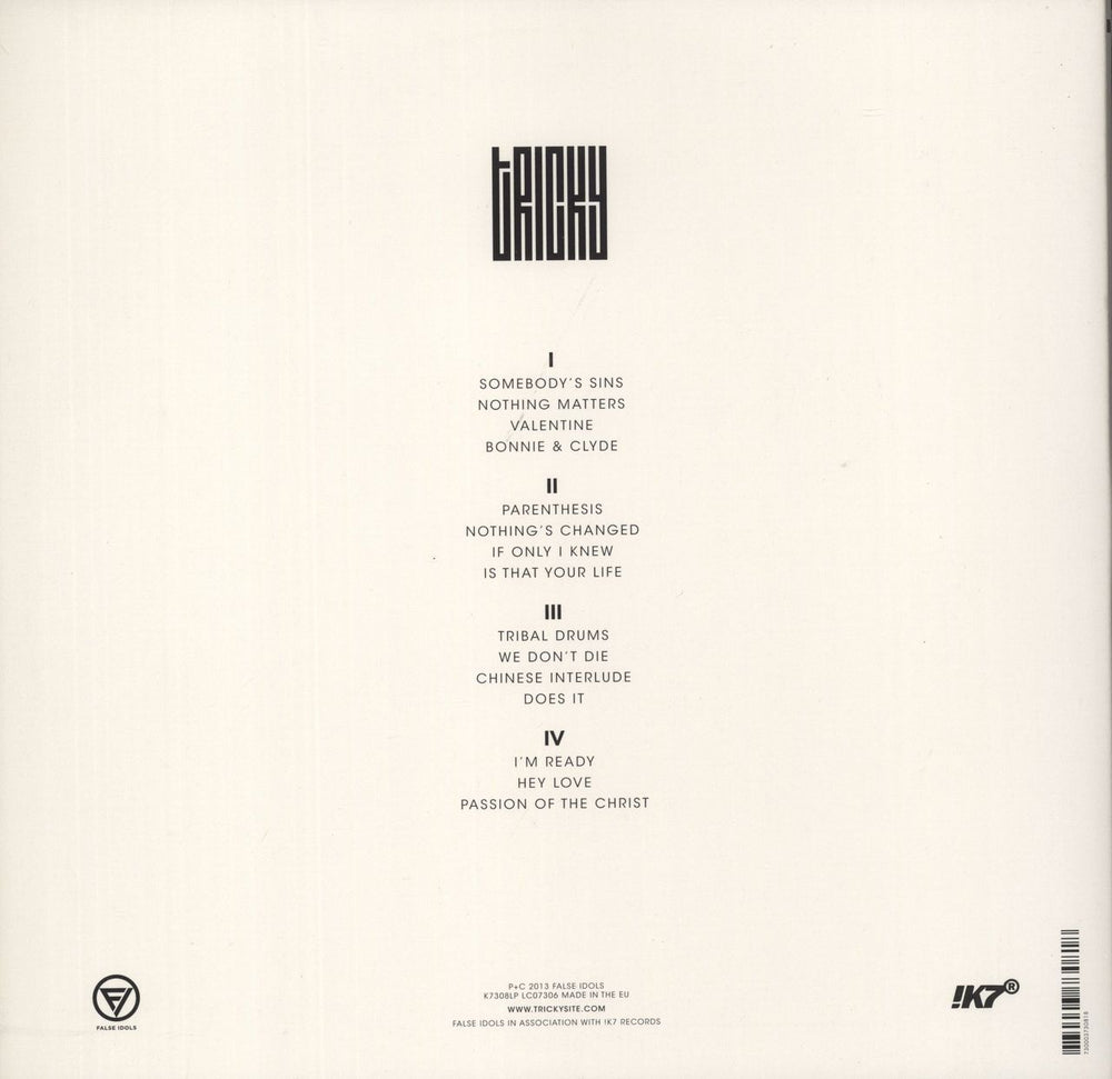 Tricky False Idols UK 2-LP vinyl record set (Double LP Album) 730003730818