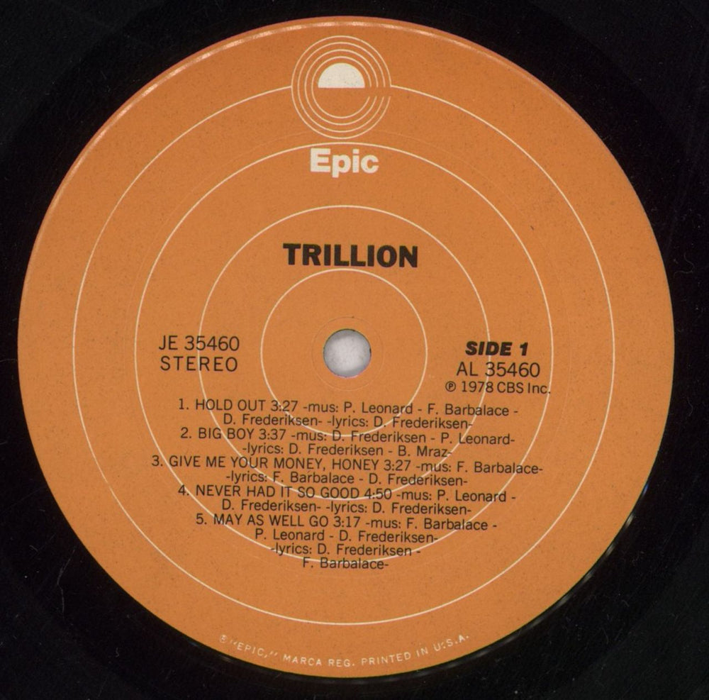 Trillion Trillion US vinyl LP album (LP record) T6NLPTR847541