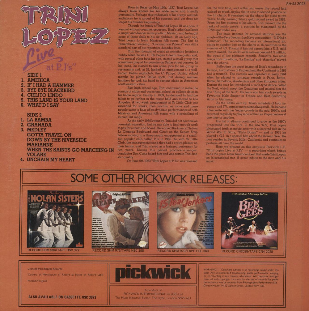 Trini Lopez If I Had A Hammer UK vinyl LP album (LP record)