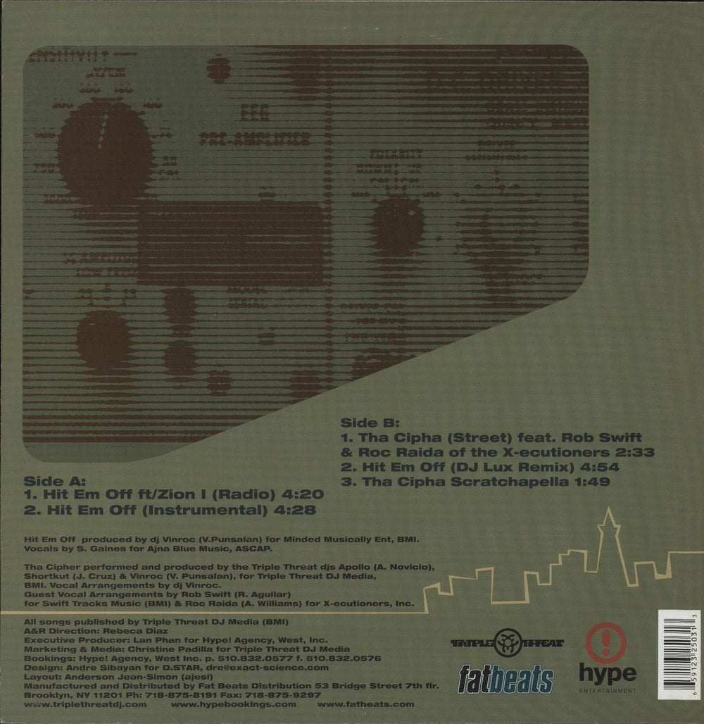 Triple Threat Hit 'Em Off / Tha Cipha US 12" vinyl single (12 inch record / Maxi-single) 659123250313