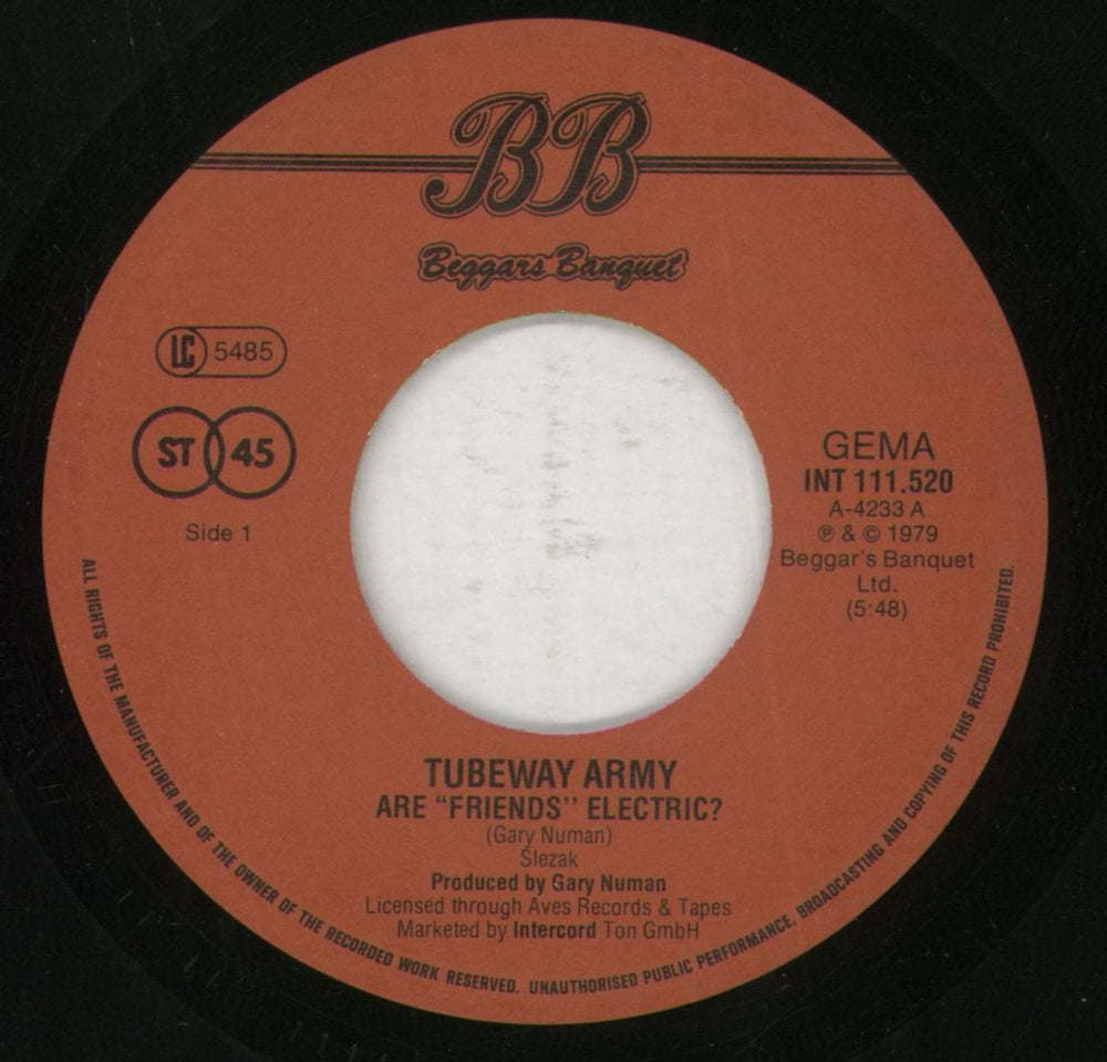 Tubeway Army Are Friends Electric German 7" vinyl single (7 inch record / 45) TUB07AR601375