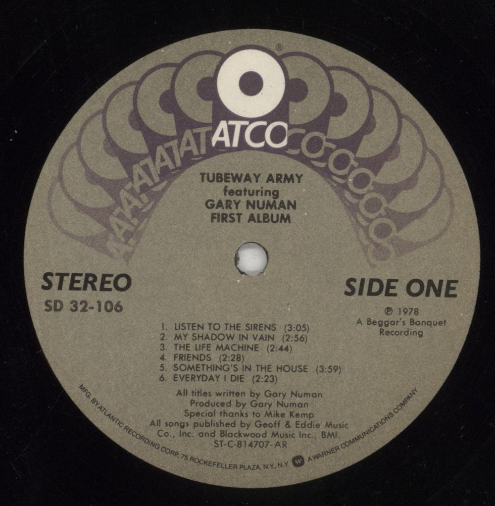 Tubeway Army First Album US Promo vinyl LP album (LP record) TUBLPFI105694