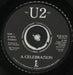 U2 A Celebration UK 7" vinyl single (7 inch record / 45) U-207AC11990