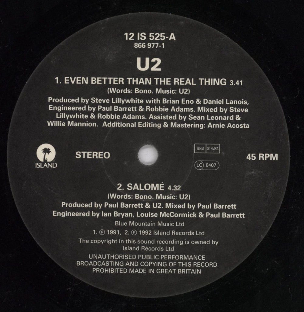 U2 Even Better Than The Real Thing + Poster - EX UK 12" vinyl single (12 inch record / Maxi-single) U-212EV377064