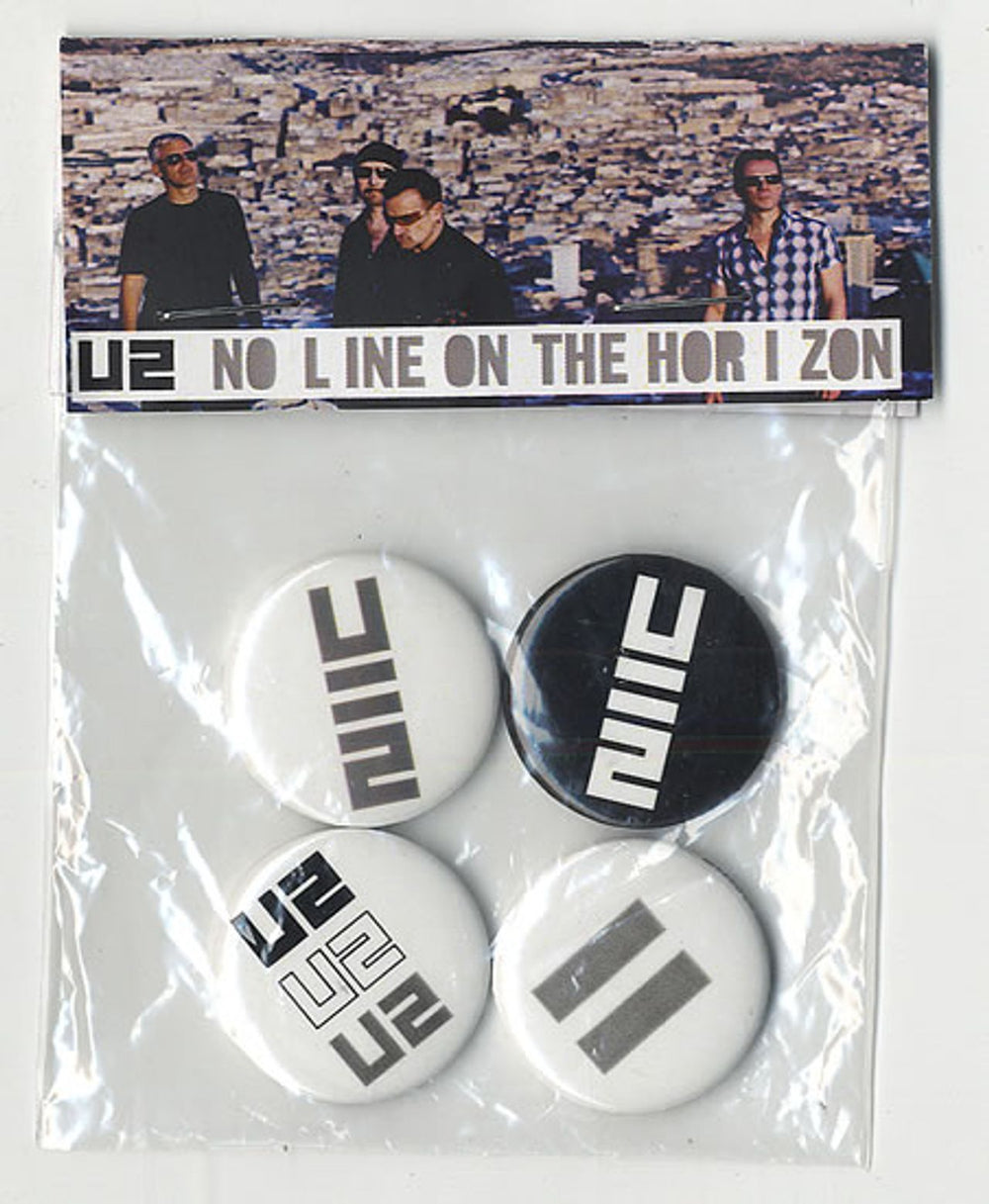 U2 No Line On The Horizon - Set Of Four Promo Badges UK Promo badge SET OF 4 BADGES