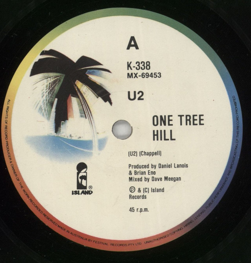 U2 One Tree Hill - EX Australian 7" vinyl single (7 inch record / 45) U-207ON28215