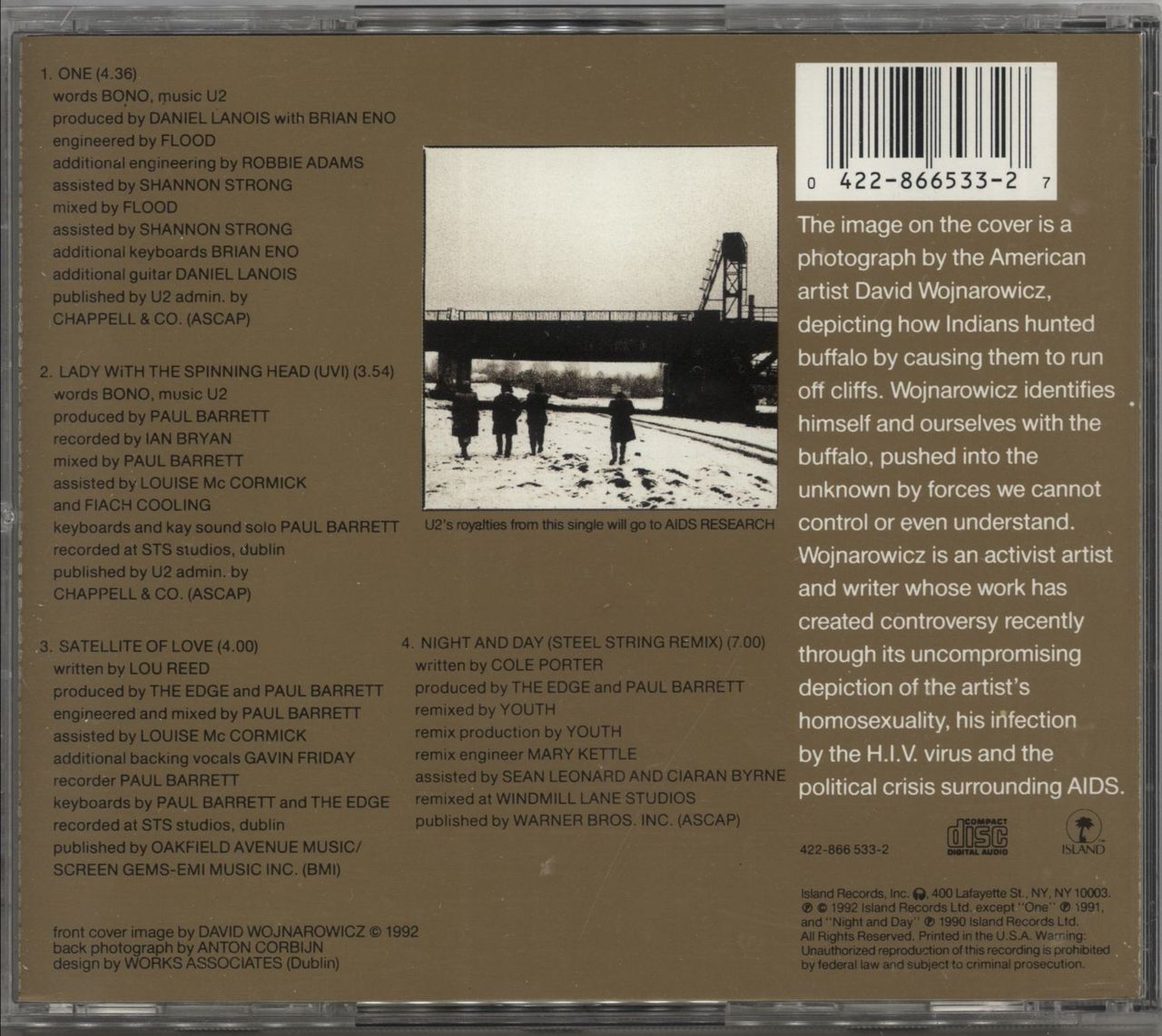 U2 One US CD single (CD5 / 5") 042286653327