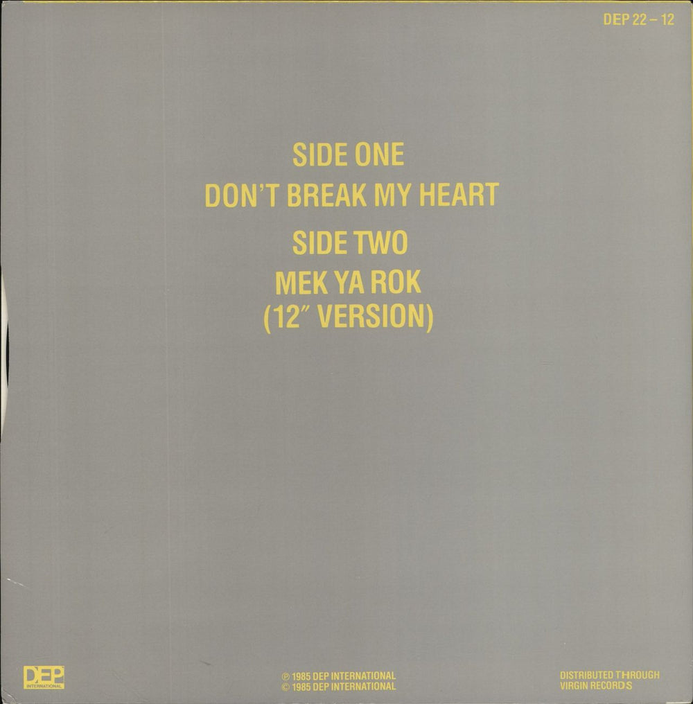 UB40 Don't Break My Heart UK 12" vinyl single (12 inch record / Maxi-single)