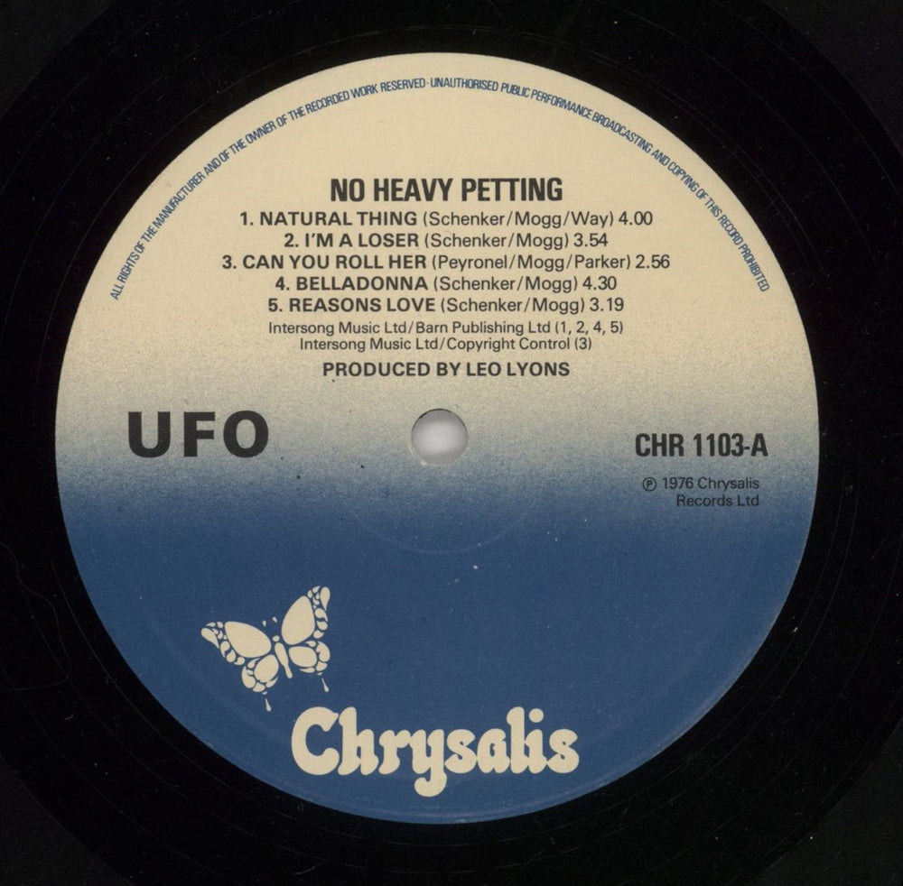 UFO No Heavy Petting - Blue Label UK vinyl LP album (LP record) UFOLPNO567719