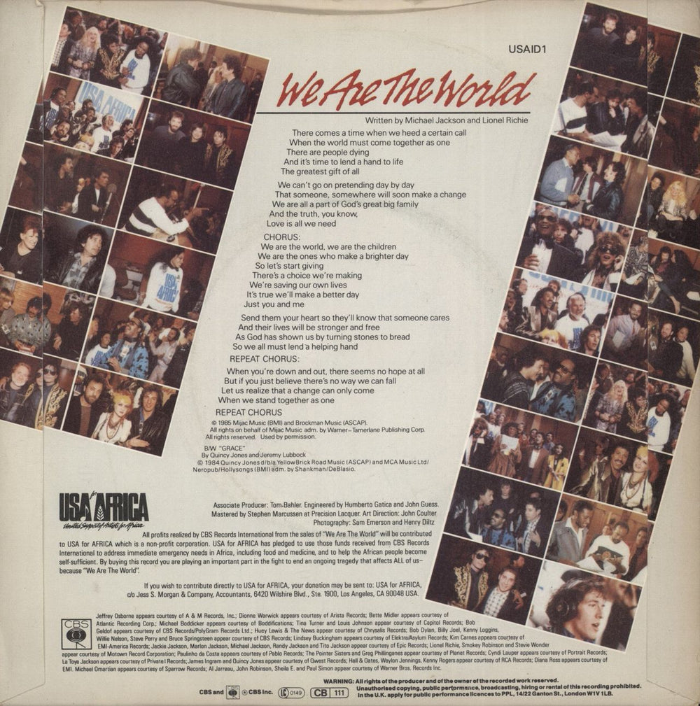 USA For Africa We Are The World UK 7" vinyl single (7 inch record / 45)