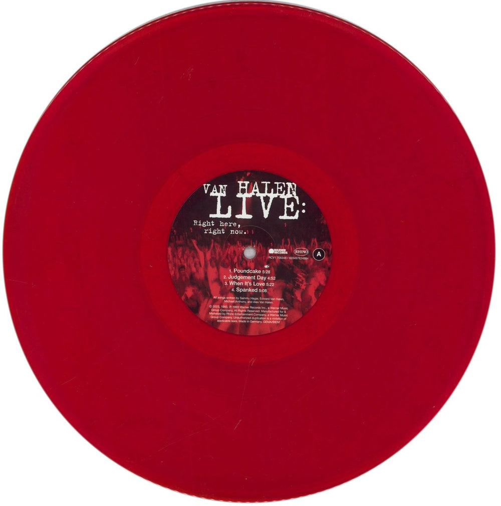 Van Halen Live: Right Here, Right Now - Translucent Red Vinyl - RSD 2023 UK 4-LP vinyl album record set VNH4LLI843052