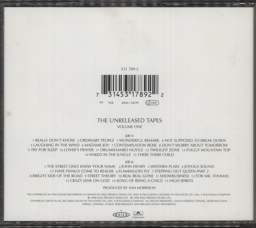 Van Morrison The Philosophers Stone UK 2 CD album set (Double CD) 731453178922