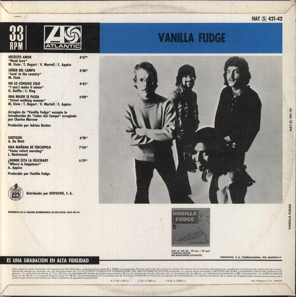 Vanilla Fudge Vanilla Fudge Spanish vinyl LP album (LP record)