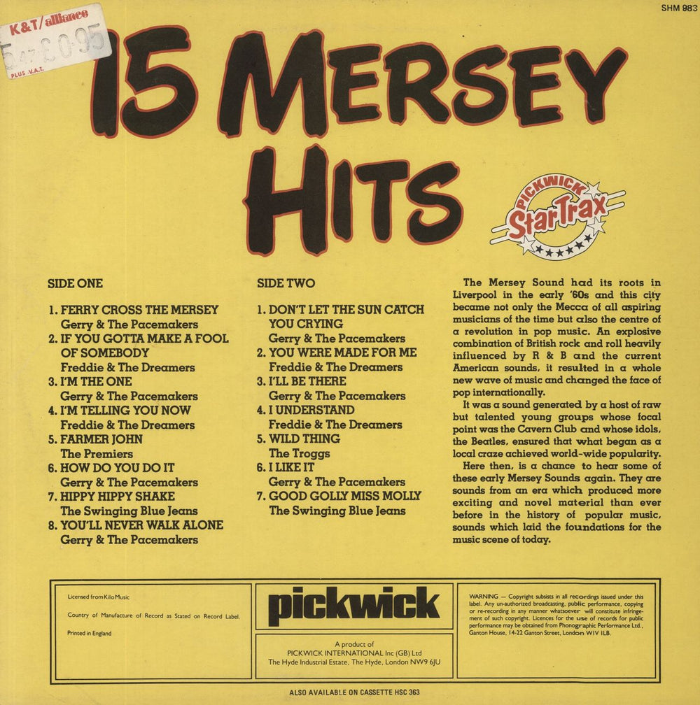 Various-60s & 70s 15 Mersey Hits UK vinyl LP album (LP record)