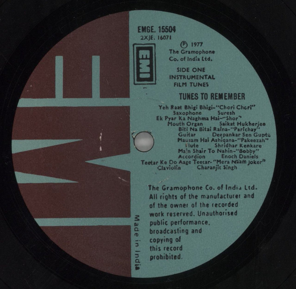 Various-Bollywood Tunes To Remember Indian vinyl LP album (LP record) 4B2LPTU858940