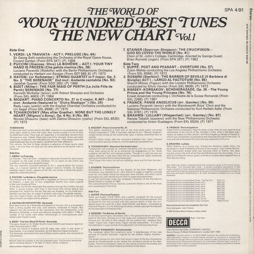 Various-Classical & Orchestral The World Of Your Hundred Best Tunes The New Chart Volume1 UK vinyl LP album (LP record)