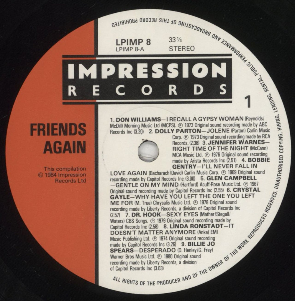 Various-Country Friends Again UK vinyl LP album (LP record) CVALPFR553112