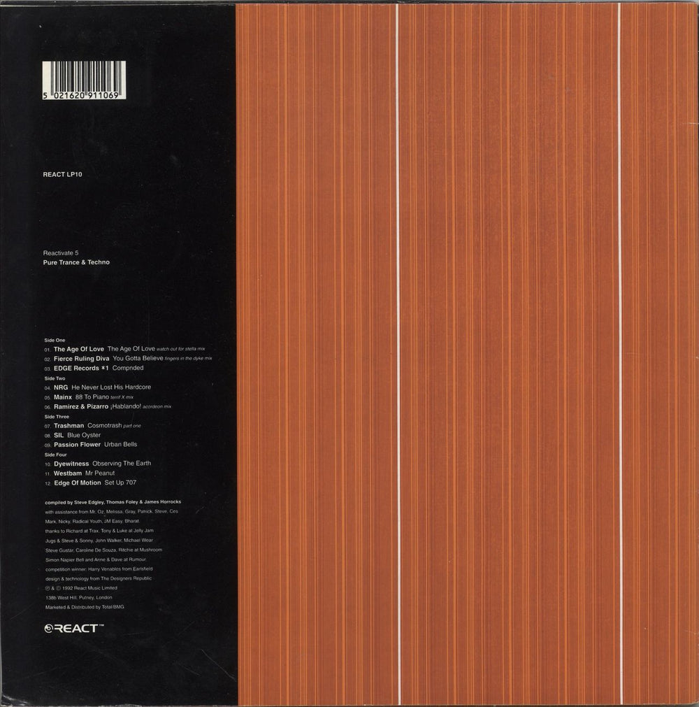Various-Dance Reactivate Five - Pure Trance And Techno UK 2-LP vinyl record set (Double LP Album) 02162011069