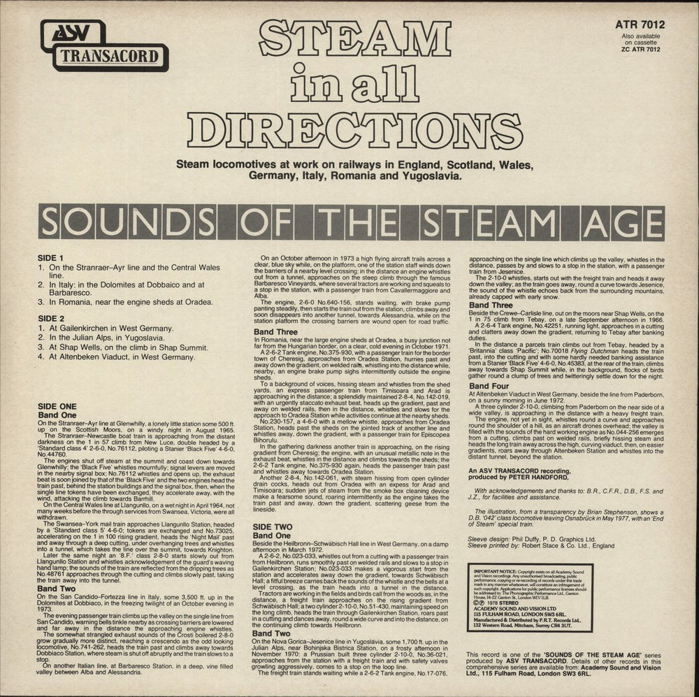 Various-Trains Steam In All Directions UK vinyl LP album (LP record)