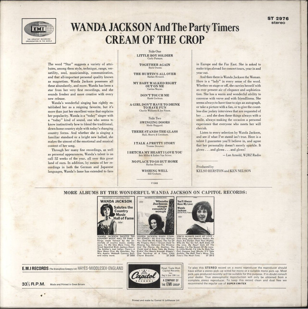 Wanda Jackson Cream Of The Crop UK vinyl LP album (LP record)