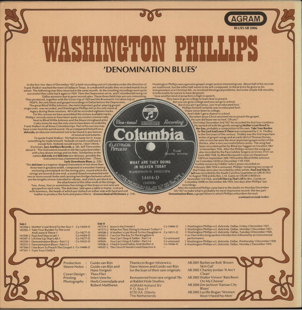 Washington Phillips Denomination Blues Belgian vinyl LP album (LP record)