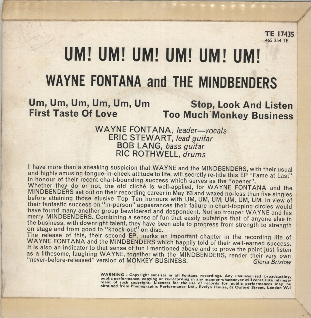 Wayne Fontana And The Mindbenders Um! Um! Um! Um! Um! Um! E.P. UK 7" vinyl single (7 inch record / 45)
