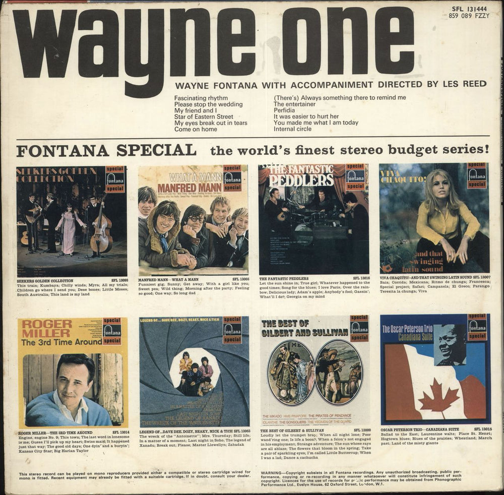 Wayne Fontana Wayne One UK vinyl LP album (LP record)