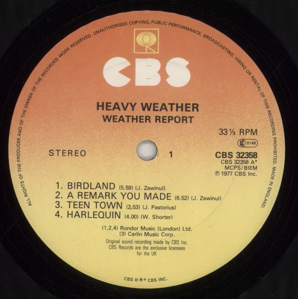 Weather Report Heavy Weather UK vinyl LP album (LP record) WEALPHE314508