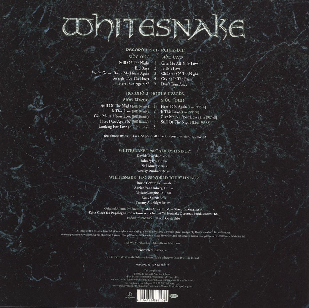 Whitesnake 1987 - 30th Anniversary Edition - 180 Gram Vinyl UK 2-LP vinyl record set (Double LP Album) 190295785178
