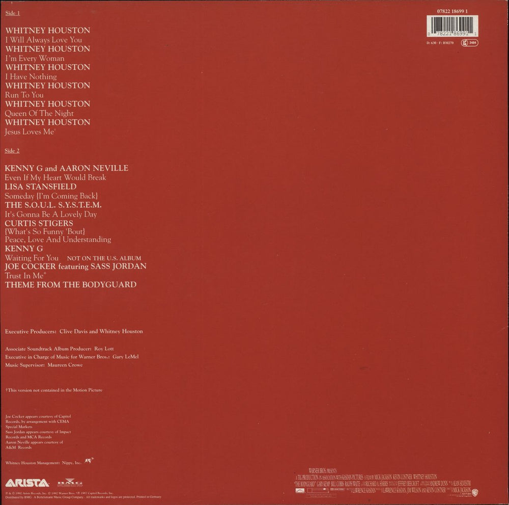 Whitney Houston The Bodyguard German vinyl LP album (LP record) 078221869911