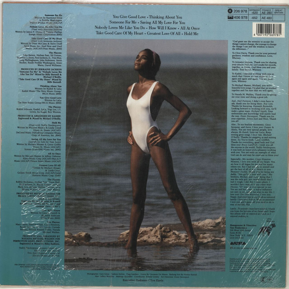 Whitney Houston Whitney Houston + Shrinkwrap German vinyl LP album (LP record) 4007192069781