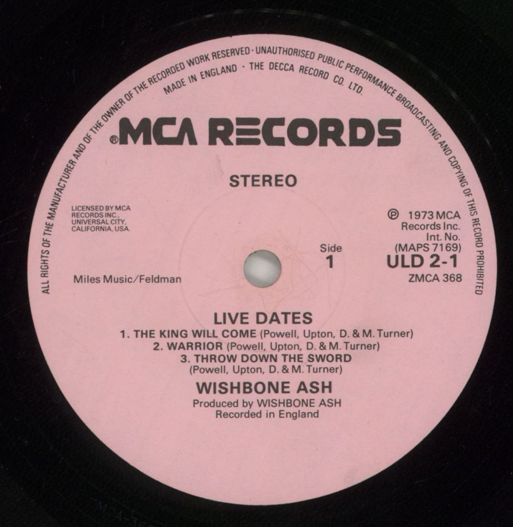 Wishbone Ash Live Dates - VG UK 2-LP vinyl record set (Double LP Album) WSH2LLI788171
