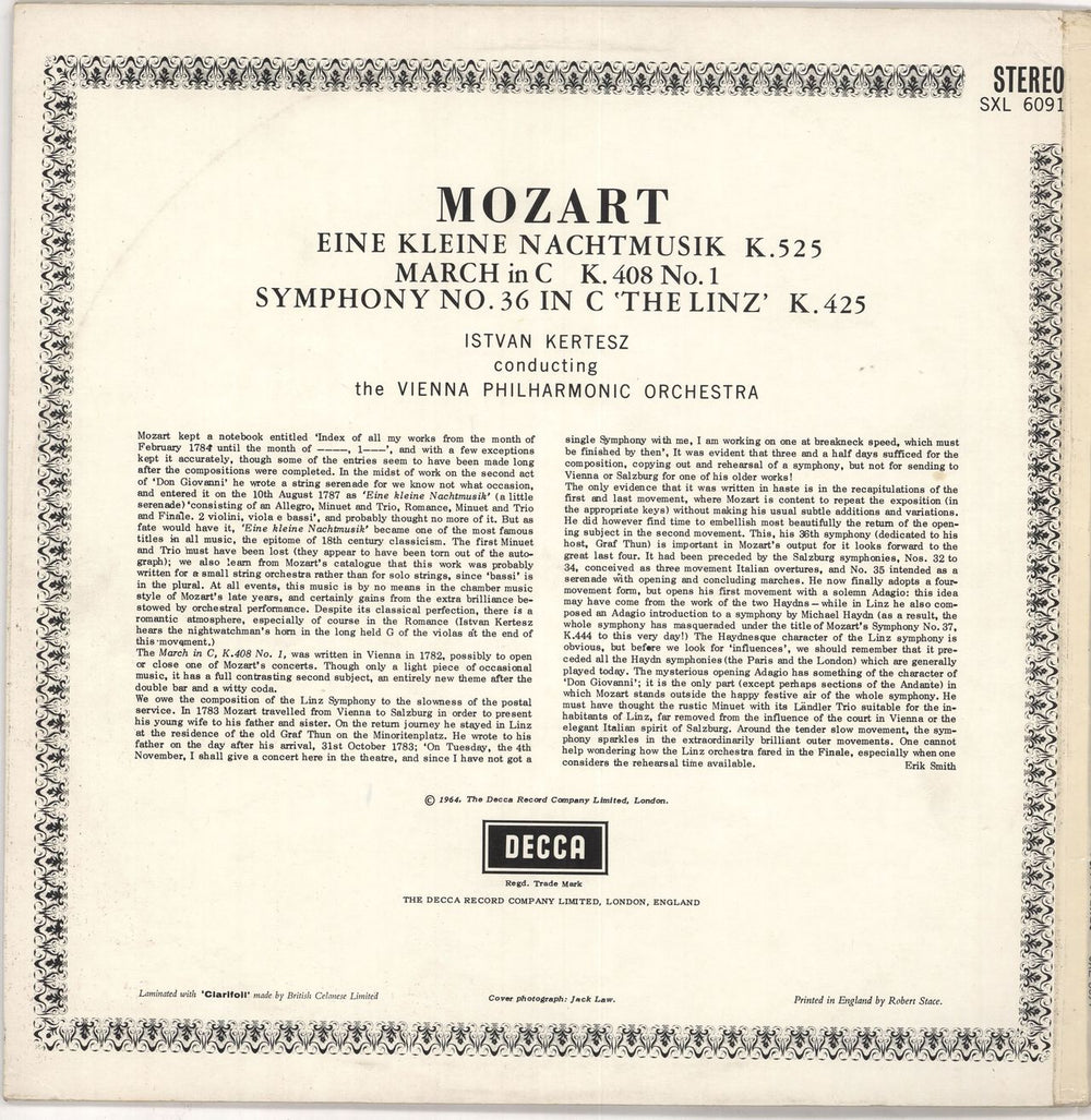 Wolfgang Amadeus Mozart Eine Kleine Nachtmusik K.525 / Symphony No.36 'The Linz' K.425 UK vinyl LP album (LP record)