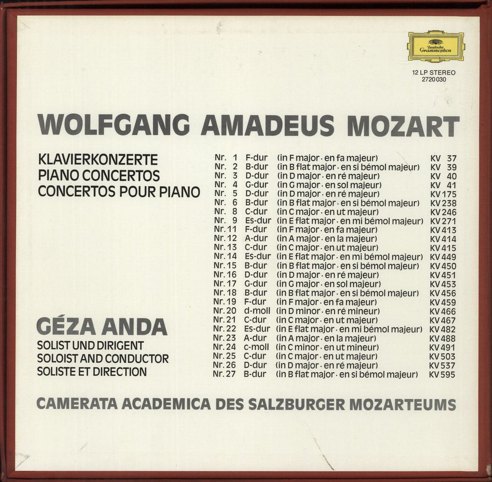 Wolfgang Amadeus Mozart Mozart: Die Klavierkonzerte German Vinyl Box Set