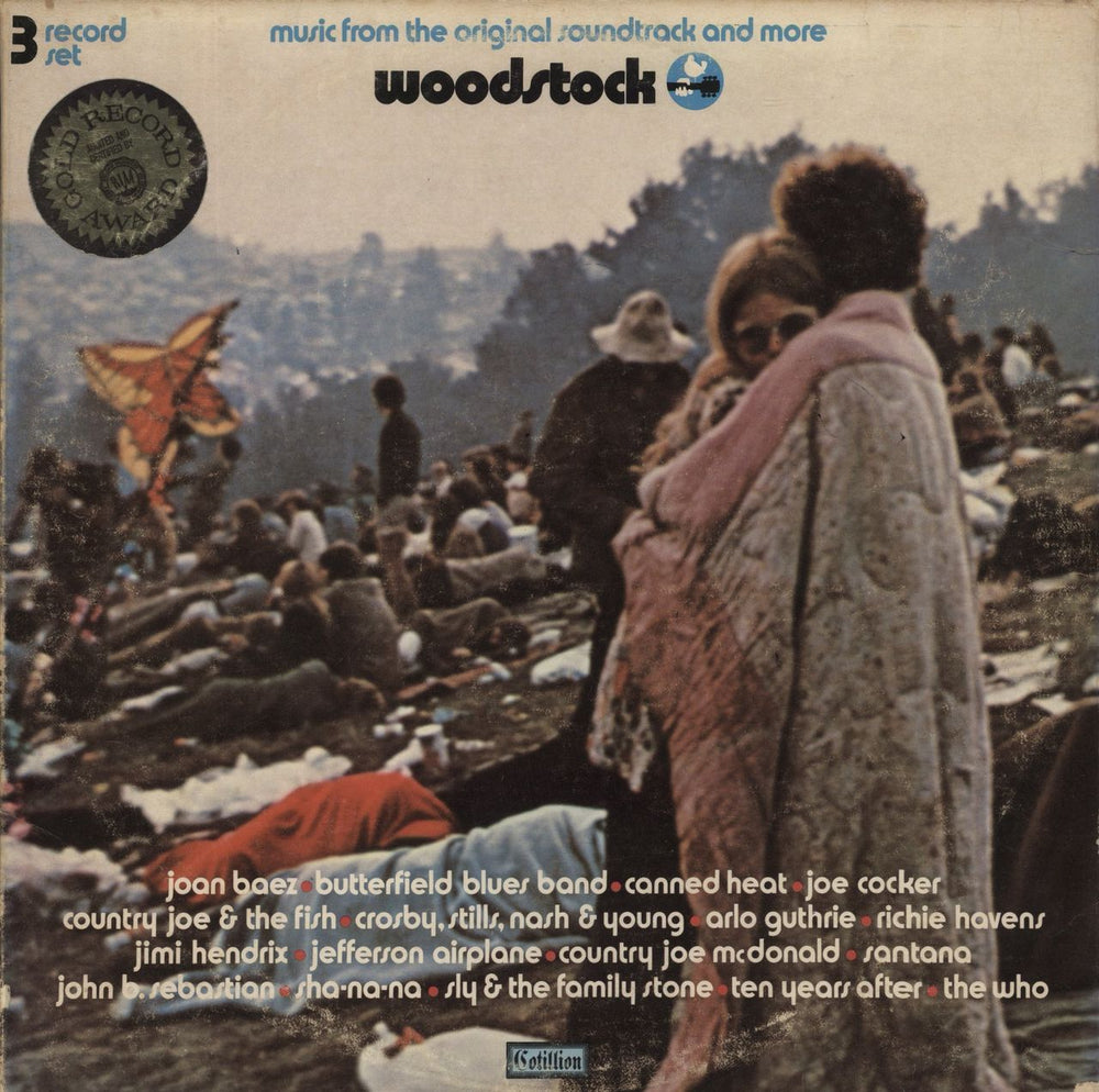 Woodstock Woodstock - Hype Stickered Sleeve US 3-LP vinyl record set (Triple LP Album) SD3-500