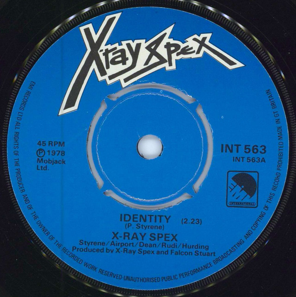 X-Ray Spex Identity - 4pr + Picture Sleeve UK 7" vinyl single (7 inch record / 45) X-R07ID542680