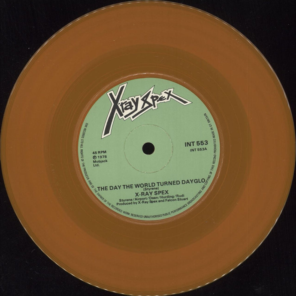 X-Ray Spex The Day The World Turned Day-Glo - Orange UK 7" vinyl single (7 inch record / 45) X-R07TH740456