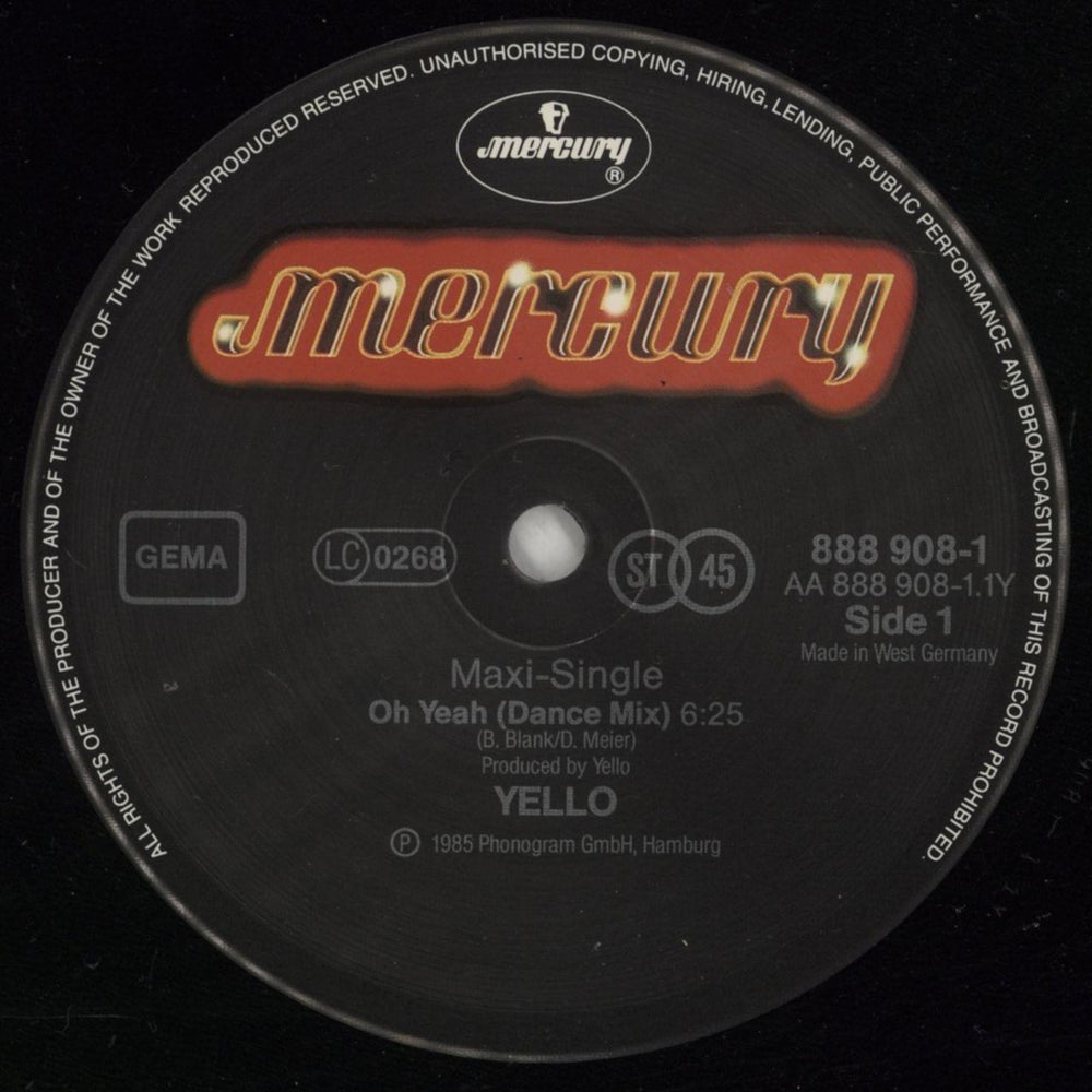 Yello Oh Yeah German 12" vinyl single (12 inch record / Maxi-single) YEL12OH12315