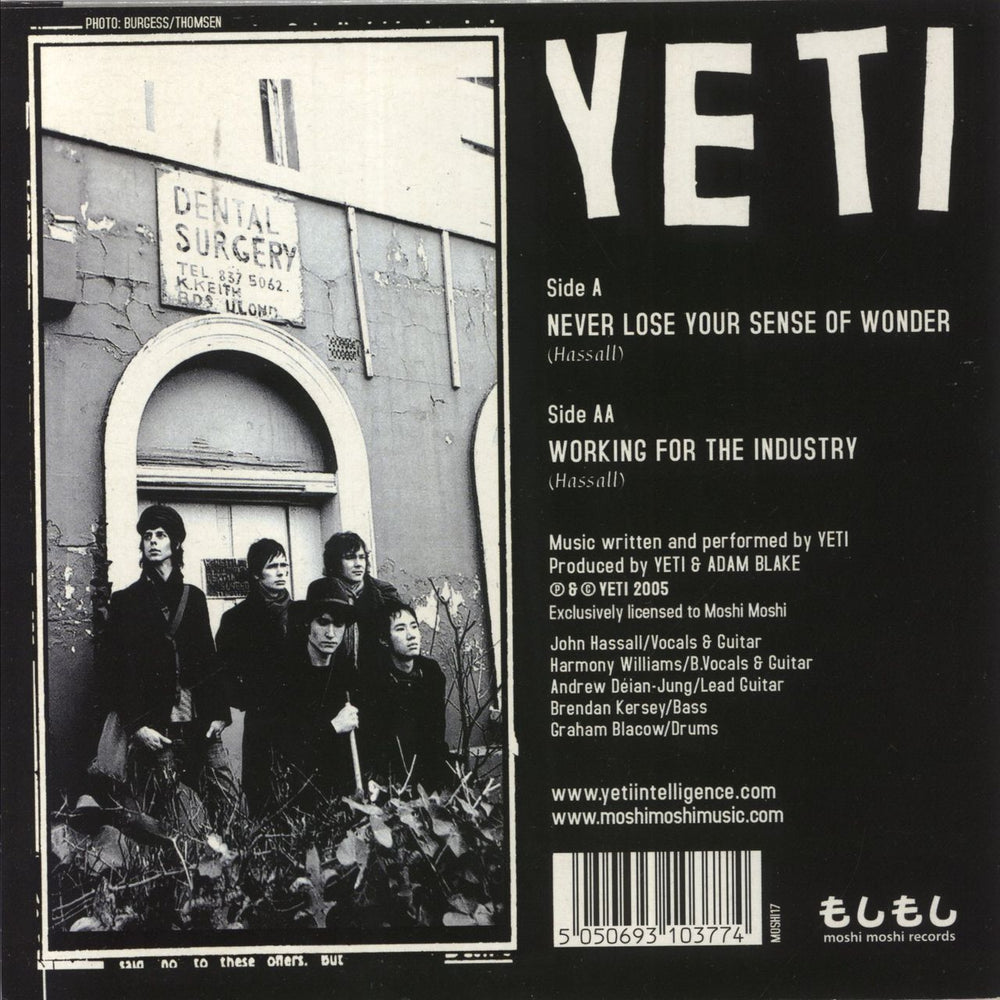 Yeti Never Lose Your Sense Of Wonder / Working For The Industry UK 7" vinyl single (7 inch record / 45) 5050693103774