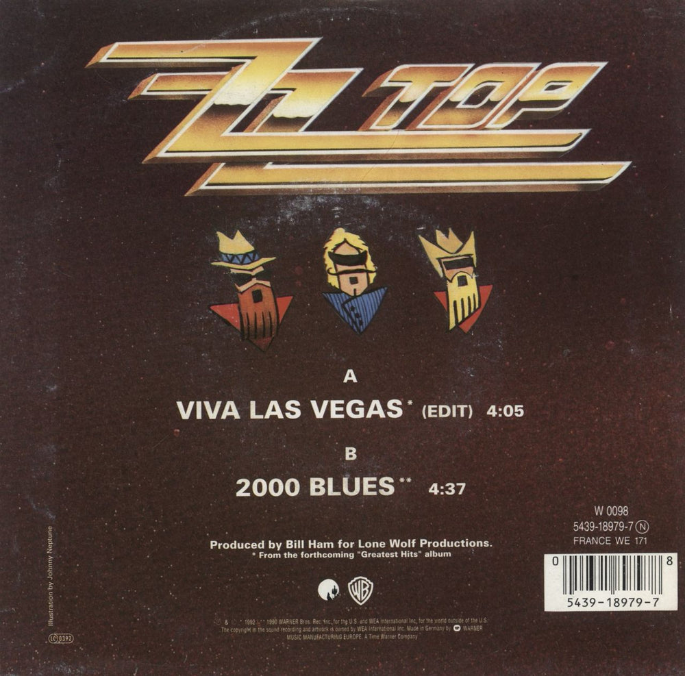 ZZ Top Viva Las Vegas German 7" vinyl single (7 inch record / 45) 054391897978
