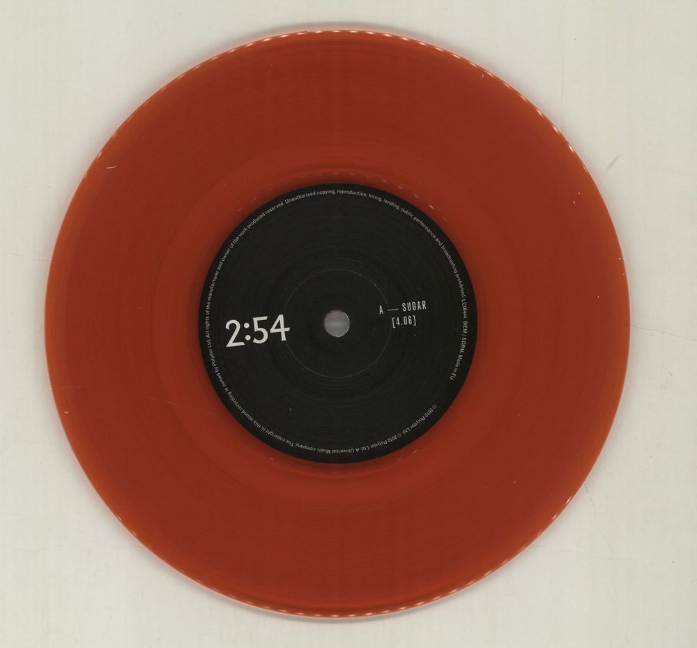 2:54 (Two Fifty Four) Sugar - Red Vinyl UK 7" vinyl single (7 inch record / 45) 2A-07SU682541