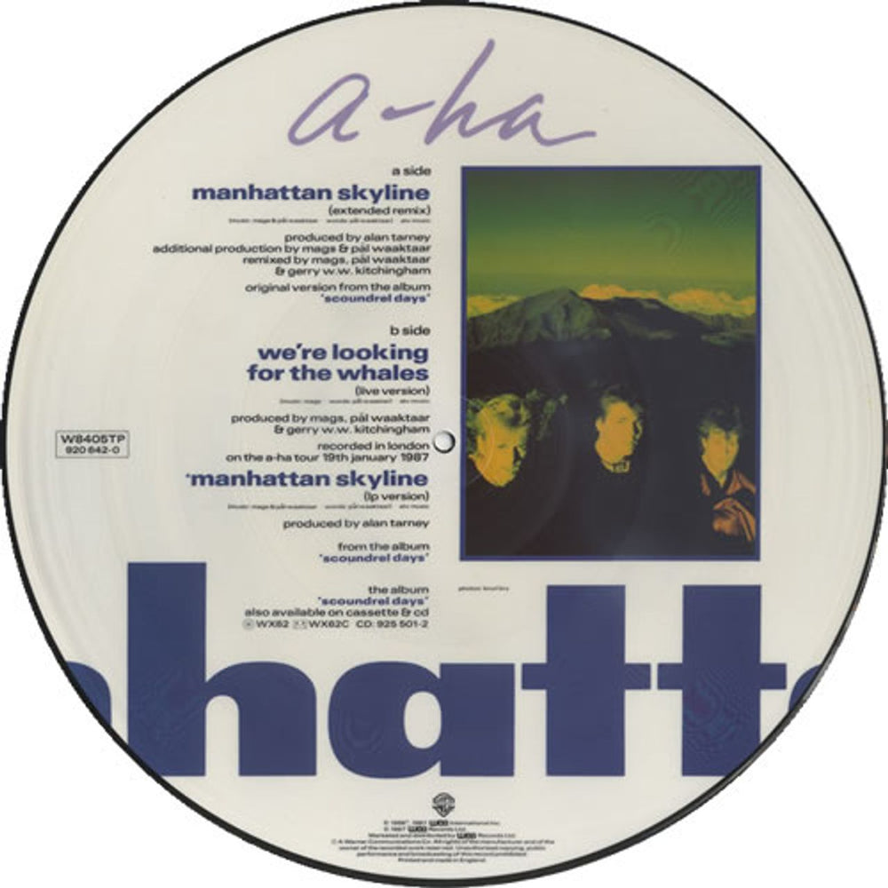 A-Ha Manhatten Skyline UK 12" vinyl picture disc (12 inch picture record) AHA2PMA03665