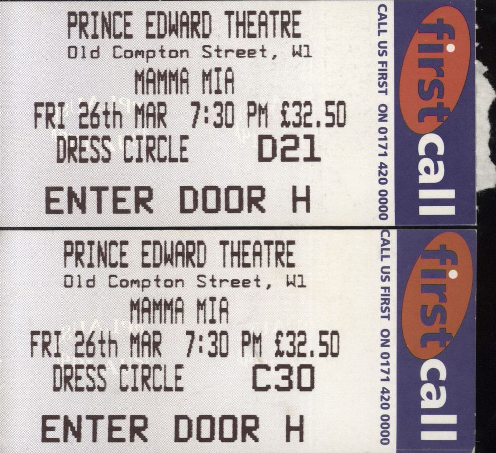 Abba Mamma Mia! + Ticket stubs UK Promo tour programme ABBTRMA697785