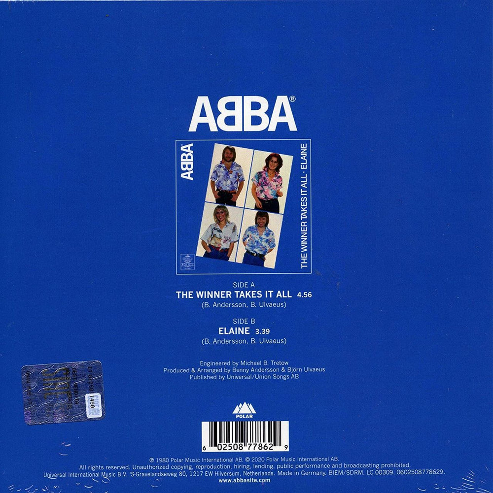 Abba The Winner Takes It All - Sealed UK 7" vinyl picture disc (7 inch picture disc single) 602508778629