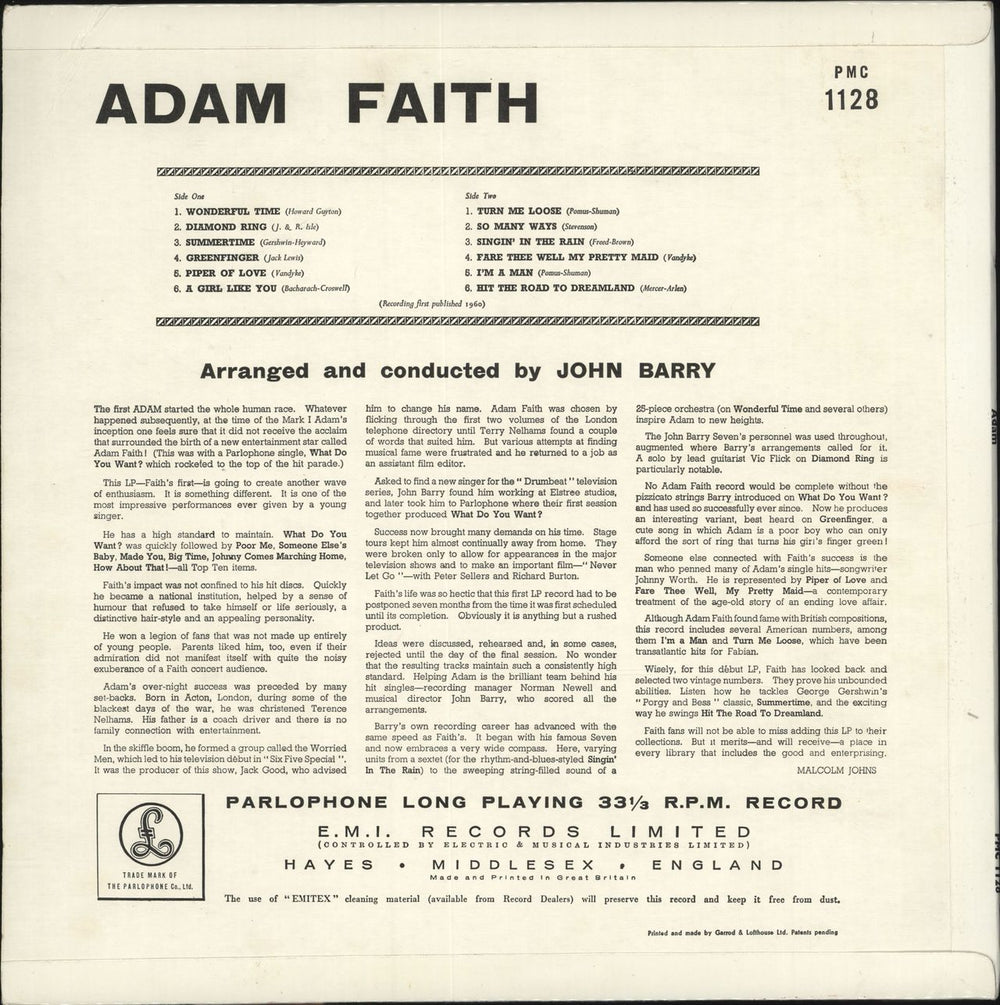 Adam Faith Adam - EX UK vinyl LP album (LP record)