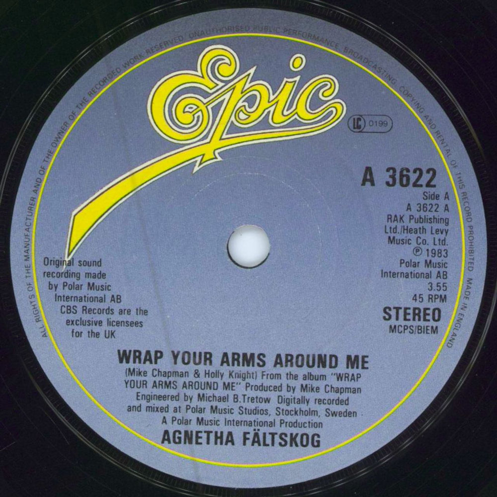 Agnetha Fältskog Wrap Your Arms Around Me - P/S - Solid UK 7" vinyl single (7 inch record / 45) AGN07WR609977