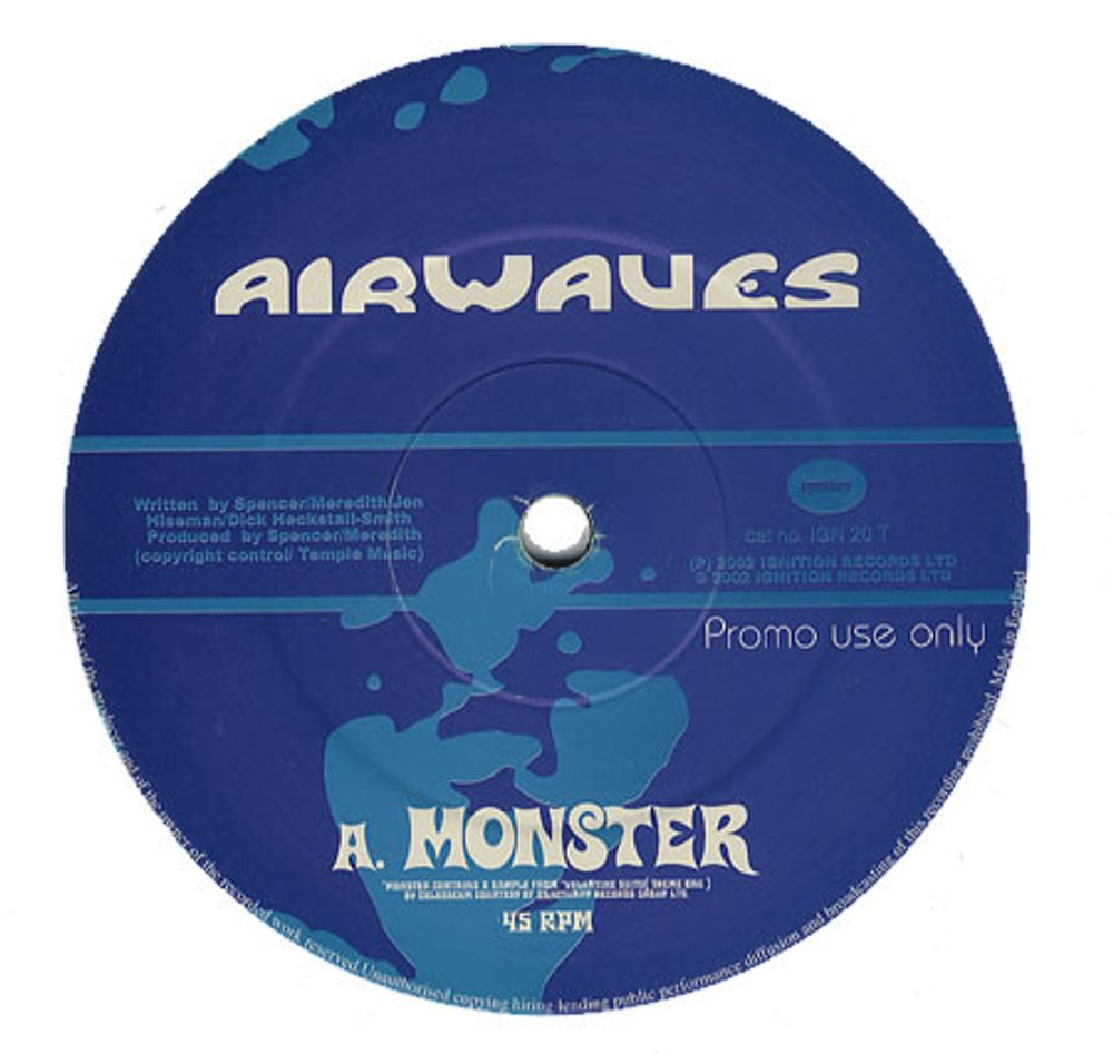 Airwaves Monster UK Promo 12" vinyl single (12 inch record / Maxi-single) IGN20T